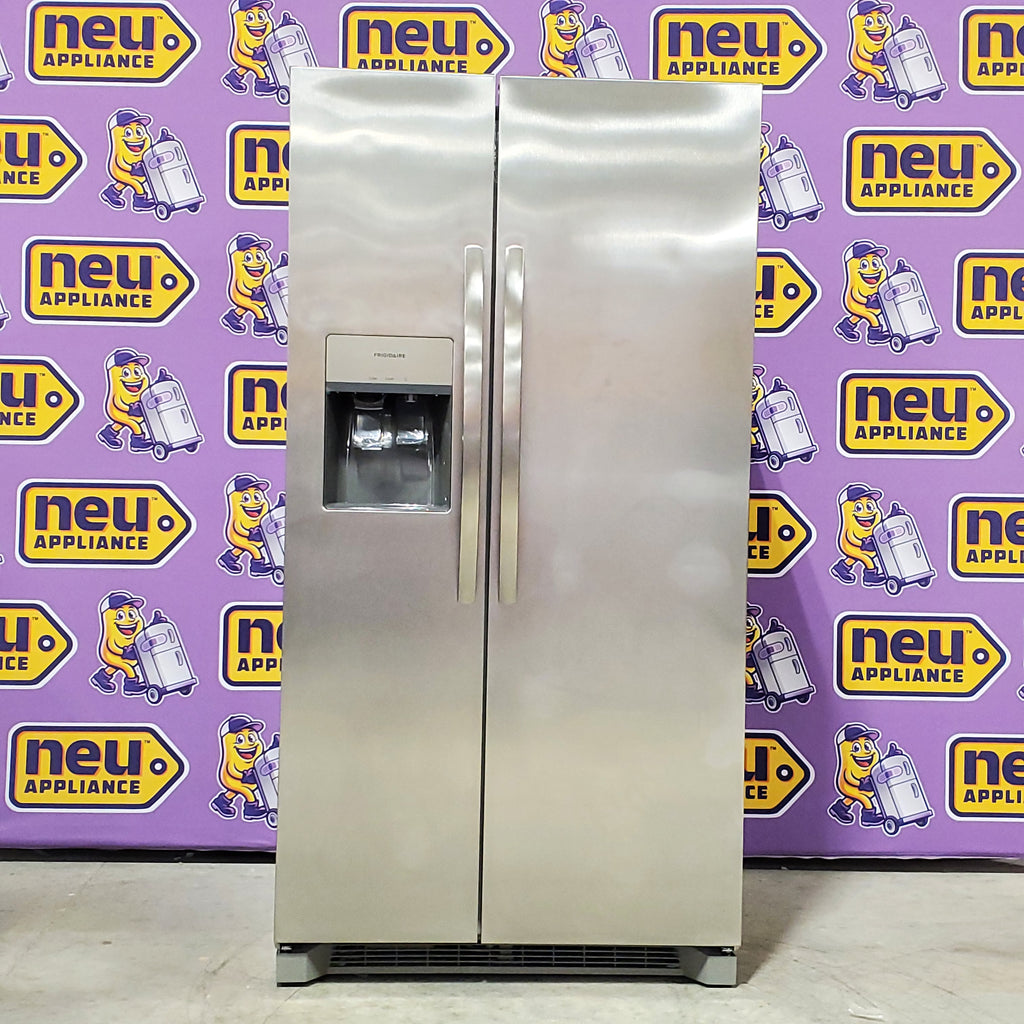 Frigidaire 25.6 cu. ft. ENERGY STAR Side by Side Refrigerator with Exterior Water and Ice Dispenser in Stainless Steel 3SD813 - FRSS2623AS - Scratch & Dent (Minor)