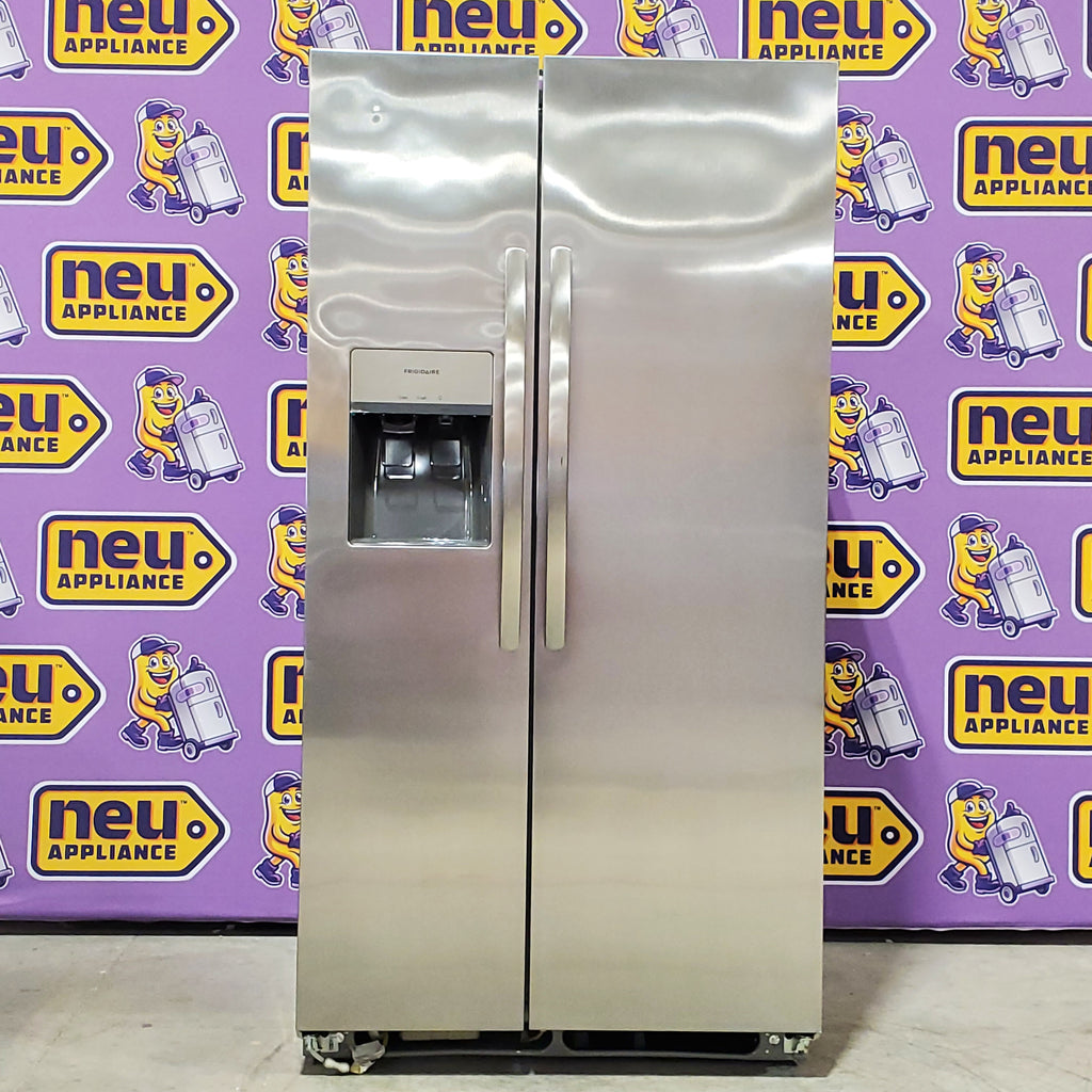 Frigidaire 25.6 cu. ft. ENERGY STAR Side by Side Refrigerator with Exterior Water and Ice Dispenser in Stainless Steel 3SD1078 - FRSS2623AS - Scratch & Dent (Minor)