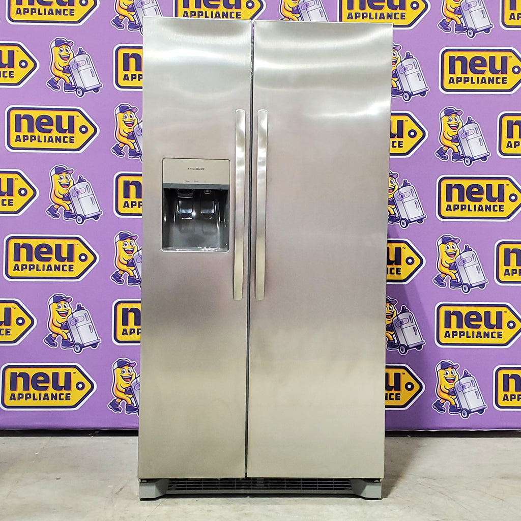 Frigidaire 25.6 cu. ft. ENERGY STAR Side by Side Refrigerator with Exterior Water and Ice Dispenser in Stainless Steel 3SD971 - FRSS2623AS - Scratch & Dent (Minor)