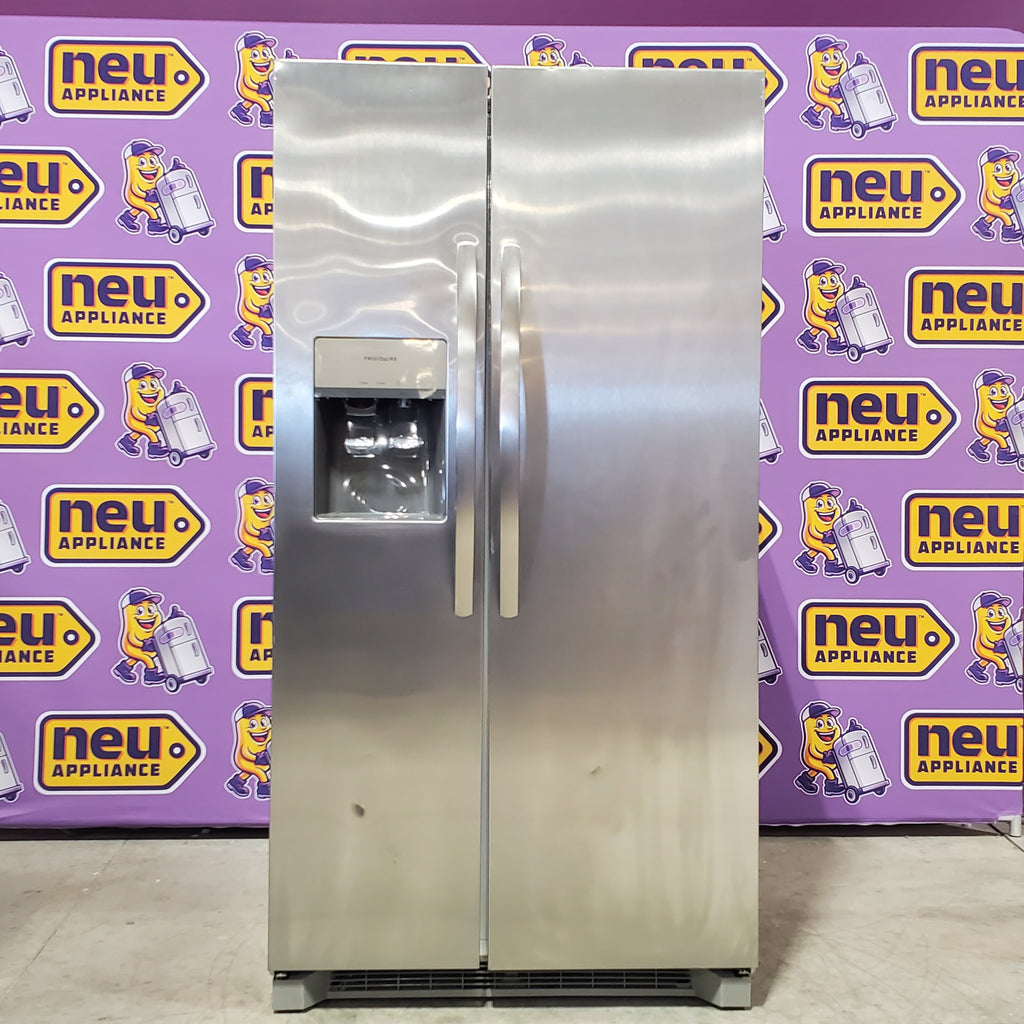 Frigidaire 25.6 cu. ft. ENERGY STAR Side by Side Refrigerator with Exterior Water and Ice Dispenser in Stainless Steel 3SD940 - FRSS2623AS - Scratch & Dent (Minor)