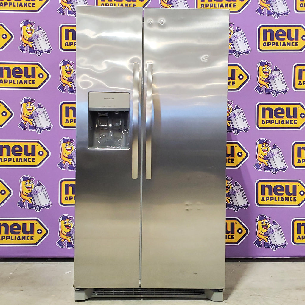 Frigidaire 25.6 cu. ft. ENERGY STAR Side by Side Refrigerator with Exterior Water and Ice Dispenser in Stainless Steel 3SD843 - FRSS2623AS - Scratch & Dent (Minor)