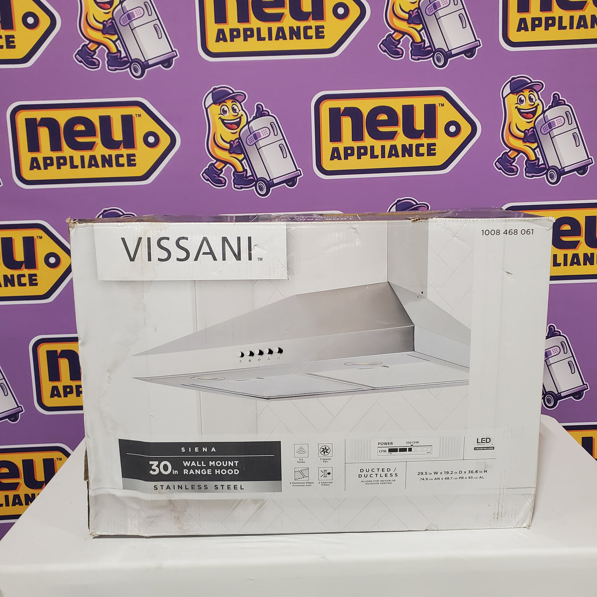 Vissani Siena 30 in. 350CFM Convertible Pyramid Wall Mount Range Hood in Stainless Steel with Charcoal Filter and LED Lighting 631T-YP11-75 - New in Box