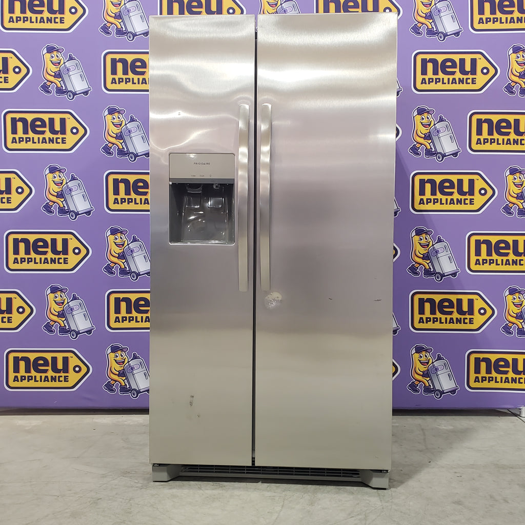 Pictures of Frigidaire 25.6 cu. ft. ENERGY STAR Side by Side Refrigerator with Exterior Water and Ice Dispenser in Stainless Steel FRSS2623AS - Scratch & Dent (Moderate) - Neu Appliance Outlet - Discount Appliance Outlet in Austin, Tx