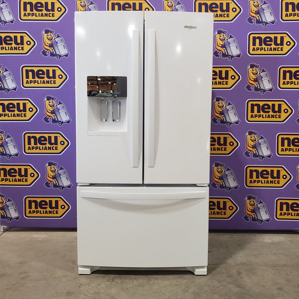 Whirlpool 36 in. 24.7 cu. ft. Wide French Door Bottom Mount Refrigerator with Maximum Ice Capacity in White WRFF3436RW - Scratch & Dent (Minor)