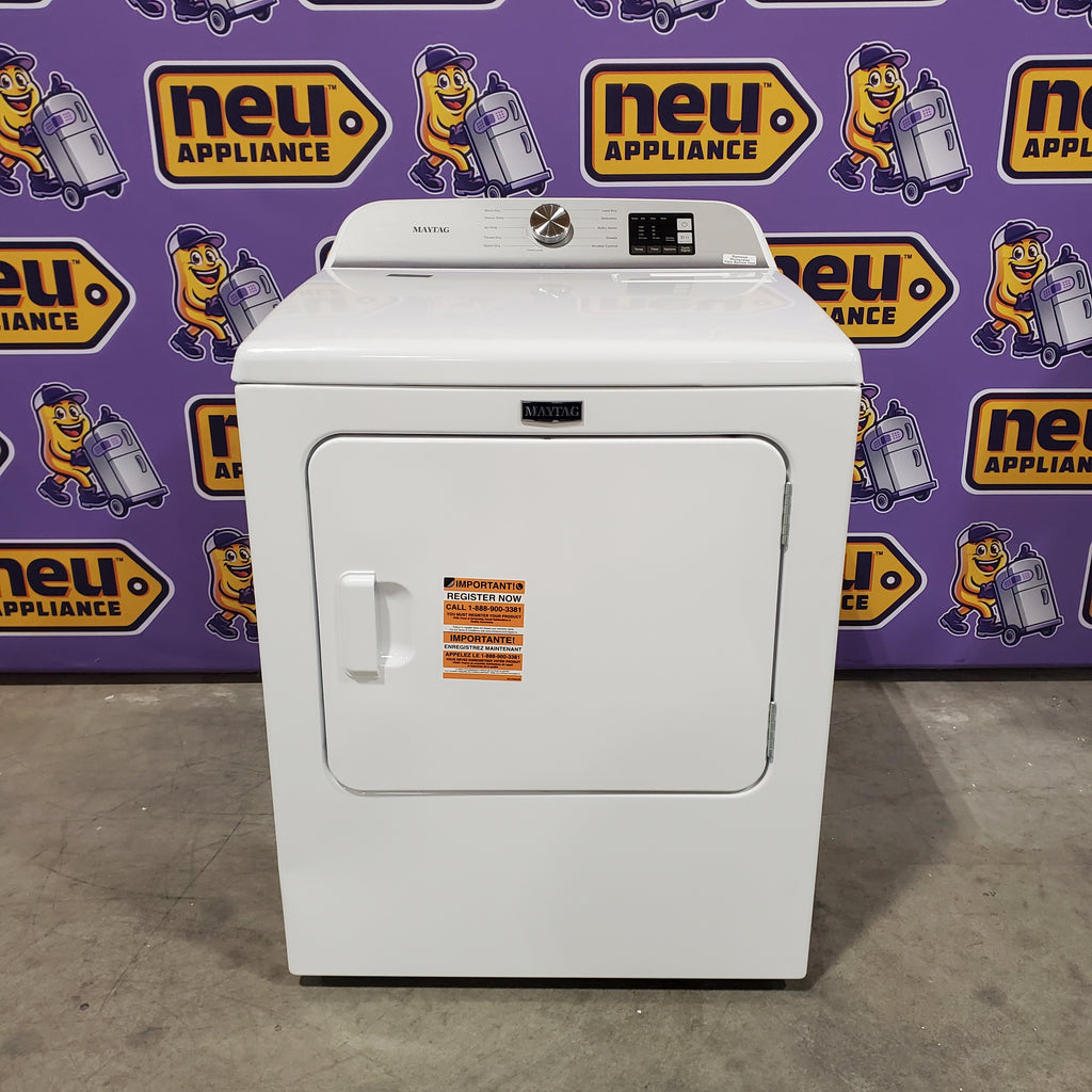 Pictures of Maytag Top Load 4.8 cu ft Washer with Deep Fill and Slow-Close Glass Lid MVW6200KW - Scratch & Dent (Moderate) and Maytag 7.0 cu ft Electric Dryer with Moisture Sensing and Quick Dry Cycle T8713 - MED6200KW - Scratch & Dent (Minor) - Neu Appliance Outlet - Discount Appliance Outlet in Austin, Tx