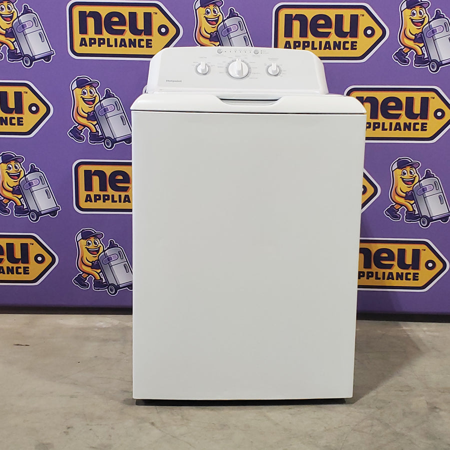 Hotpoint White Top Load 3.8 Cu. Ft. Washer with Stainless Steel Basket and Heavy Duty Agitator HTW240ASKWS - Certified Refurbished