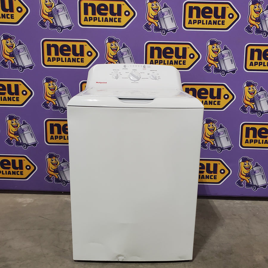 Hotpoint® 4.0 cu. ft. Capacity Washer with Cold Plus and Water Level Control HTW265ASWWW - Scratch & Dent (Major) and Hotpoint 6.2 cu. ft. Capacity Electric Dryer with Up To 120 ft. Venting and Shallow Depth 16178 - HTX26EASWWW - Scratch & Dent (Minor)