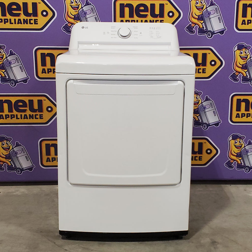 LG 4.3 cu. ft. Capacity Top Load Washer with TurboDrum™ Technology and Impeller WT6100CW - New in Box and LG 7.3 Cu. Ft.  Electric Rear Control Ultra Large Capacity Dryer in White with Sensor Dry 16083 - DLE6100W - Certified Refurbished