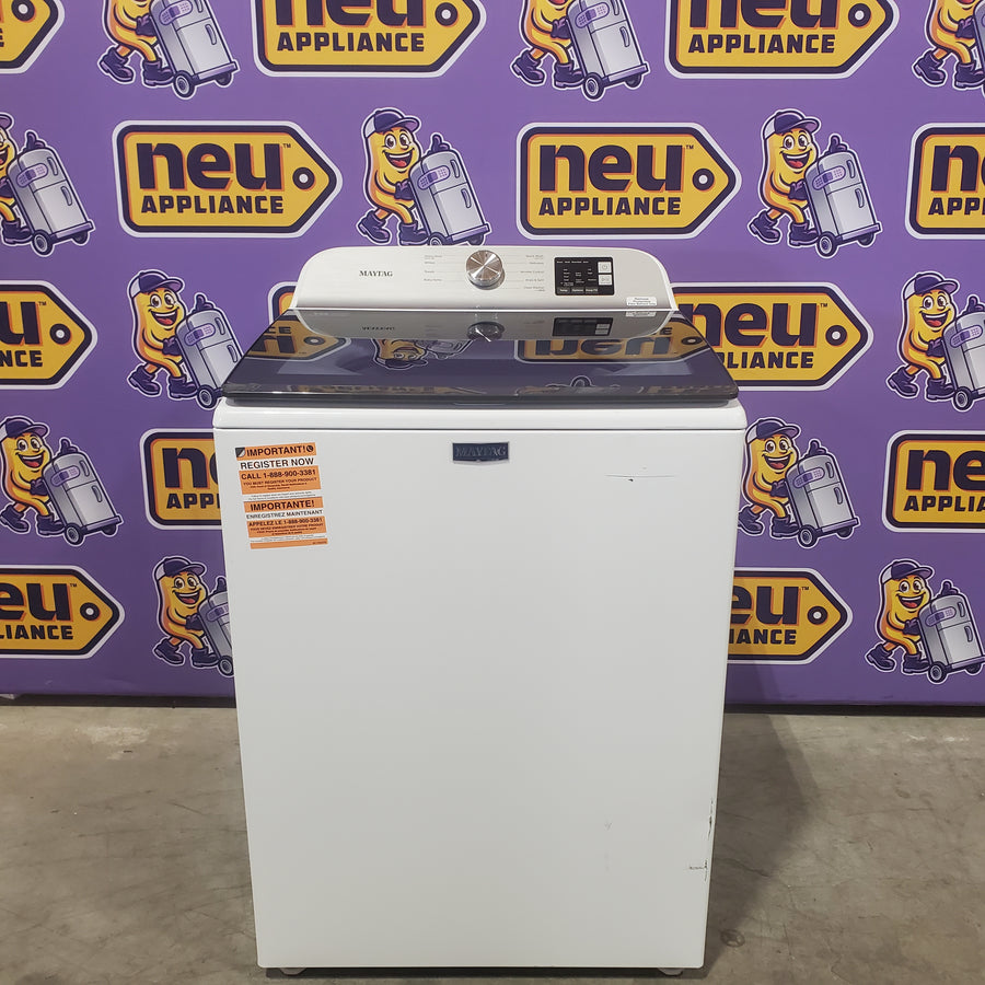 Maytag Top Load 4.8 cu ft Washer with Deep Fill and Slow-Close Glass Lid MVW6200KW - Scratch & Dent (Minor) and Maytag 7.0 cu ft Electric Dryer with Moisture Sensing and Quick Dry Cycle 16191 - MED6200KW - Scratch & Dent (Moderate)