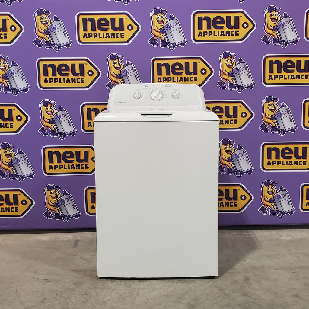 Pictures of Hotpoint White Top Load 3.8 Cu. Ft. Washer with Stainless Steel Basket and Heavy Duty Agitator HTW240ASKWS - Certified Refurbished - Neu Appliance Outlet - Discount Appliance Outlet in Austin, Tx