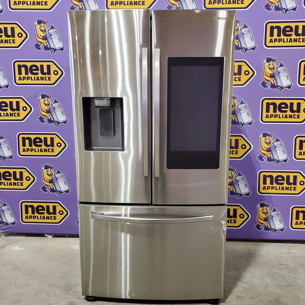 Samsung 26.5 cu. ft. Large Capacity 3-Door French Door Refrigerator with Family Hub™ and External Water & Ice Dispenser in Stainless Steel 31132SD83 - RF27T5501SR - Scratch & Dent (Major)
