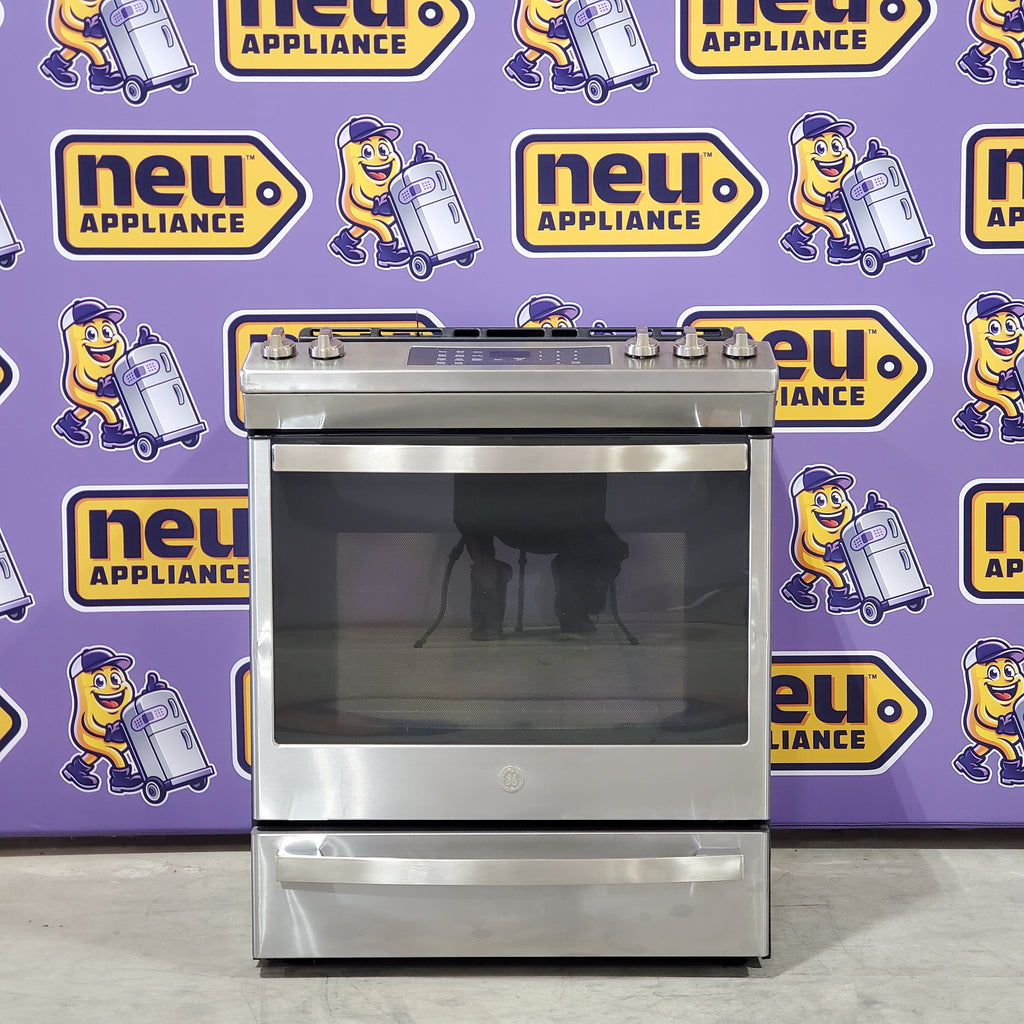 Pictures of GE® 30" Slide-In Front-Control Convection Gas Range with Built-in WiFi, Edge-to-Edge Cooktop, and No Preheat Air Fry JGS760SPSS - Scratch & Dent (Minor) - Neu Appliance Outlet - Discount Appliance Outlet in Austin, Tx