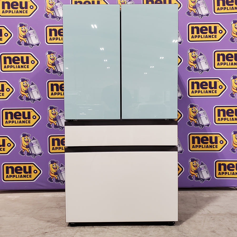 Samsung Bespoke 29 cu ft. 4-Door Standard Depth French Door Smart Refrigerator with Beverage Center Auto Fill Pitcher and Dual Ice Maker with Ice Bites™ in White Glass 4SD408 - RF29BB86004MAA - Open Box