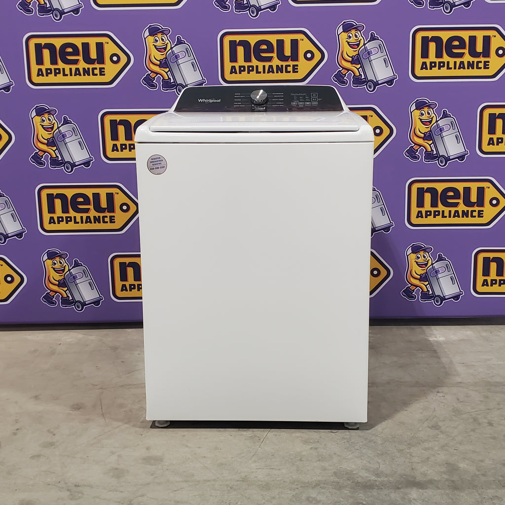 Pictures of Whirlpool Top Load Impeller 4.6 Cu. Ft. Washer with Built-In Faucet WTW5010LW and Whirlpool Top Load Electric Moisture Sensing 7.0 Cu. Ft. Dryer with Steam WED5050LW - Scratch and Dent (Minor) - Neu Appliance Outlet - Discount Appliance Outlet in Austin, Tx