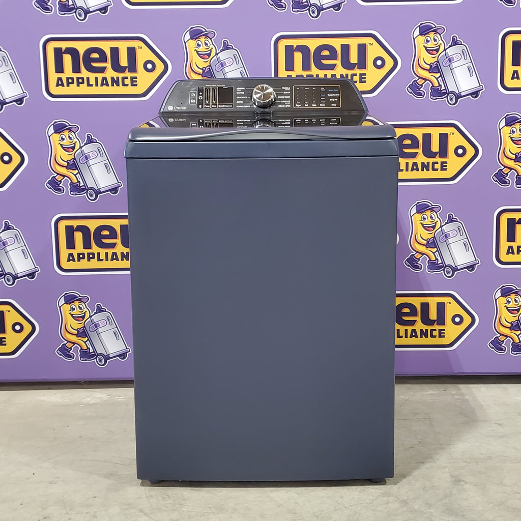 Pictures of GE Sapphire Blue Top Load 5.4 Cu. Ft. Washer with FlexDispense and Smarter Wash Technology PTW900BPTRS - Scratch and Dent (Minor) - Neu Appliance Outlet - Discount Appliance Outlet in Austin, Tx