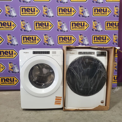 Whirlpool White Closet Depth Front Load 4.3 Cu. Ft. Washer with Intuitive Controls WFW560CHW - Scratch & Dent (Minor) and Whirlpool 7.4 cu. ft. Front Load Electric Dryer with Advanced Moisture Sensing WED5605MW - New in Box