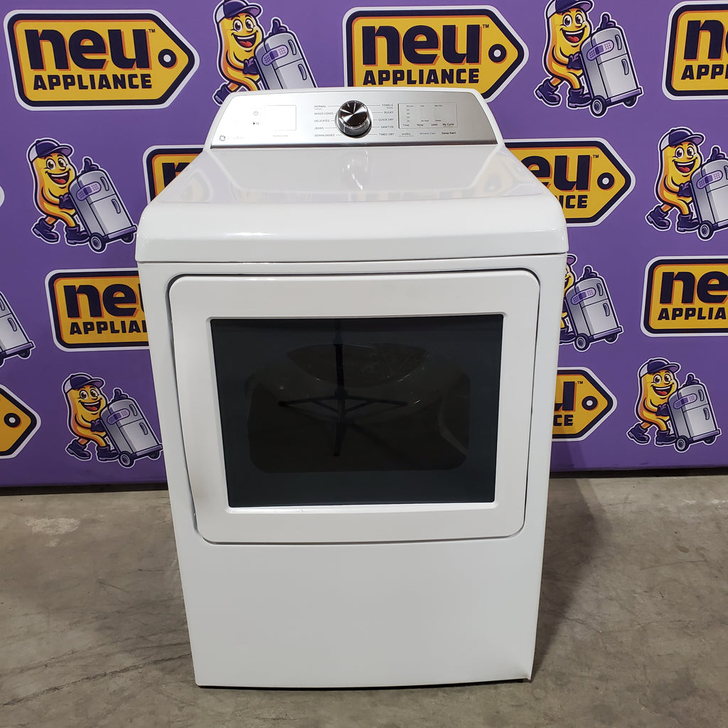 Pictures of GE Profile™ ENERGY STAR® 5.0 cu. ft. Capacity Washer with Smarter Wash Technology PTW600BSRWS - New in Box and GE Profile™ ENERGY STAR® 7.4 cu. ft. Capacity Electric Dryer with Sanitize Cycle 16229 - PTD60EBSRWS - Scratch & Dent (Moderate) - Neu Appliance Outlet - Discount Appliance Outlet in Austin, Tx