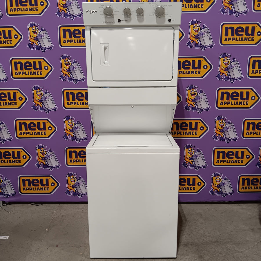 Whirlpool 28 in. Wide 3.5 cu. ft. Washer and 5.9 cu. ft. Electric Dryer Laundry Center with AutoDry Drying System 31132SD65 - WET4027HW - Scratch & Dent (Minor)