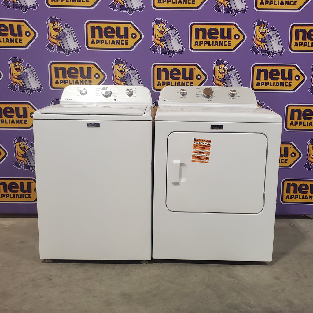 Maytag 4.5 cu. ft. Capacity Top Load Washer with Power™ Agitator and Deep Fill MVW4505MW - Certified Refurbished and Maytag 7.0 cu. ft. Capacity Top Load Electric Wrinkle Prevent Dryer 16057 - MED4500MW - Scratch & Dent (Minor)
