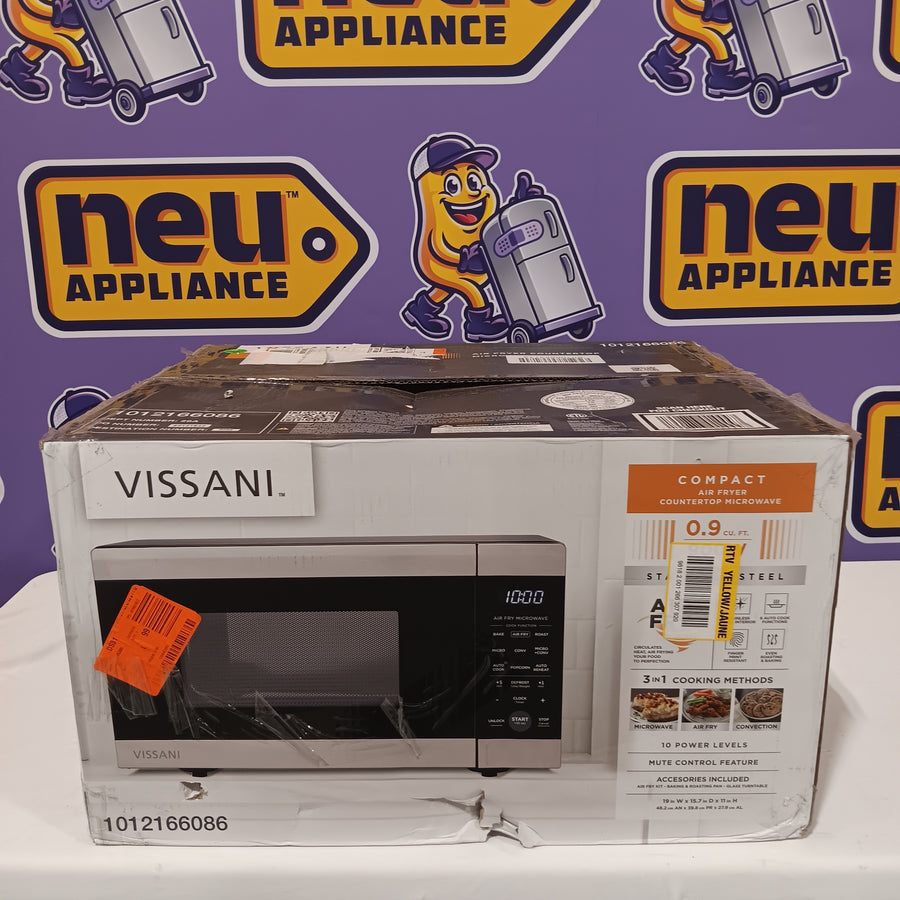 Vissani 19 in. 0.9 cu. ft. 900-Watt Countertop Microwave Oven in Stainless Steel with Convection and Air Fry VSCMAF09S2A09A - New in Box