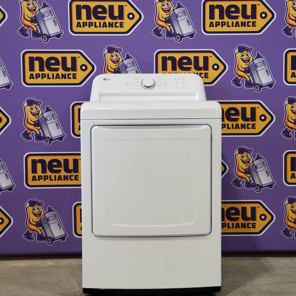 LG 4.3 cu. ft. Capacity Top Load Washer with TurboDrum™ Technology and Impeller WT6100CW - New in Box and LG 7.3 Cu. Ft.  Electric Rear Control Ultra Large Capacity Dryer in White with Sensor Dry DLE6100W - Open Box