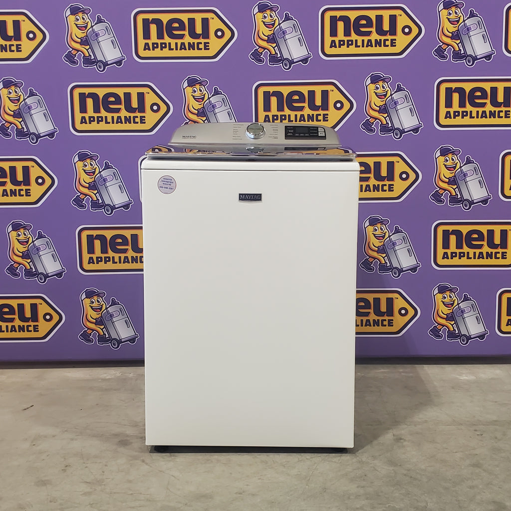 Pictures of Maytag White Smart Top Load 5.3 Cu. Ft. Washer with Extra Power and Built- In Faucet MVW7230HW - Certified Refurbished and Maytag White Smart Electric 7.4 Cu. Ft. Dryer with Extra Power MED7230HW - New in Box - Neu Appliance Outlet - Discount Appliance Outlet in Austin, Tx