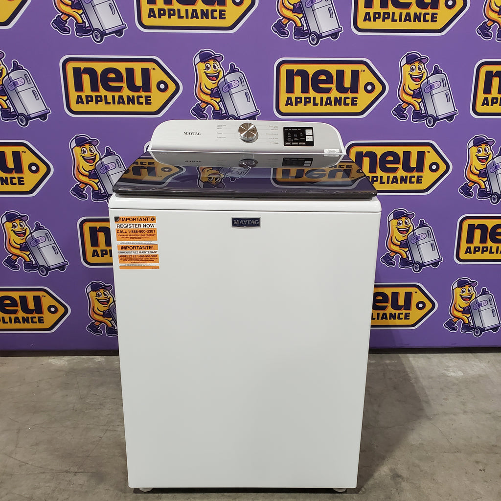 Pictures of Maytag Top Load 4.8 cu ft Washer with Deep Fill and Slow-Close Glass Lid MVW6200KW - Scratch & Dent (Minor) and Maytag 7.0 cu ft Electric Dryer with Moisture Sensing and Quick Dry Cycle 16164 - MED6200KW - Open Box - Neu Appliance Outlet - Discount Appliance Outlet in Austin, Tx