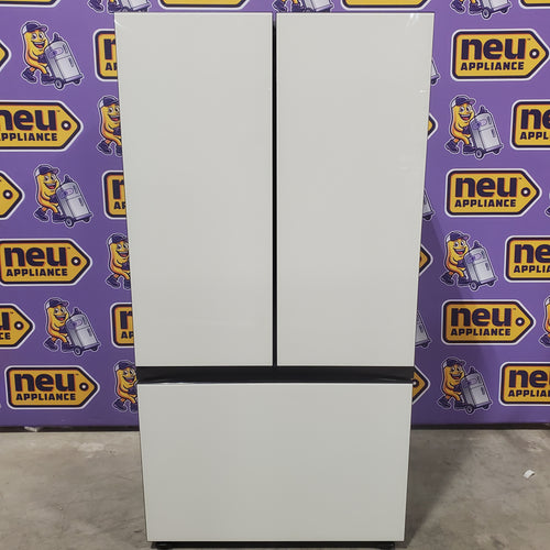 Samsung Counter-Depth Beverage Center 24.0 cu ft 3-Door Smart Compatible French Door Refrigerator with Dual Ice Maker with Water Dispenser and Door within Door ENERGY STAR Certified in White Glass 251312SD1121 - RF24BB660012 - Scratch & Dent (Minor)