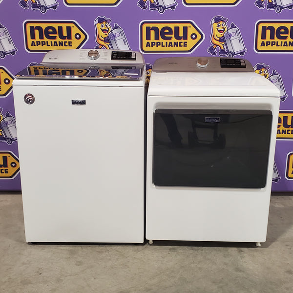 Maytag 5.2 cu. ft. High Efficiency Agitator Extra Large Top-Load Washer MVW7230HW - Certified Refurbished and Maytag 7.4 Cu. Ft. Top Load Electric Dryer with Extra Power and Advanced Moisture Sensing 16105 - MED6205RW - Scratch & Dent (Minor)