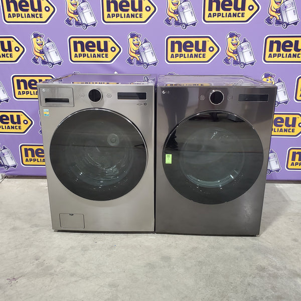 LG 4.5 cu. ft. Smart Front Load Washer with TurboWash® 360° and ezDispense® WM5700HVA - Scratch & Dent (Minor) and LG Smart Mega Capacity 7.8 Cu. Ft. Front Load Dryer with Dual Inverter Heat Pump Technology DLHC5502V - Scratch & Dent (Minor) and