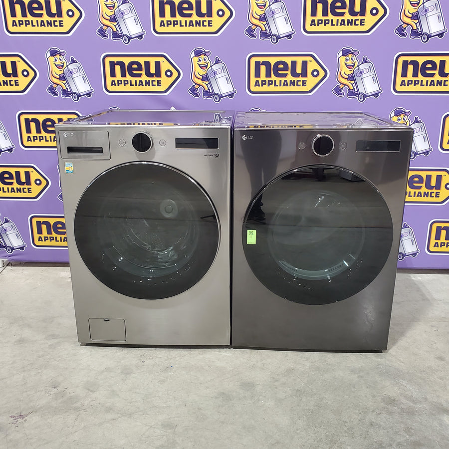LG 4.5 cu. ft. Smart Front Load Washer with TurboWash® 360° and ezDispense® WM5700HVA - Scratch & Dent (Minor) and LG Smart Mega Capacity 7.8 Cu. Ft. Front Load Dryer with Dual Inverter Heat Pump Technology DLHC5502V - Scratch & Dent (Minor) and