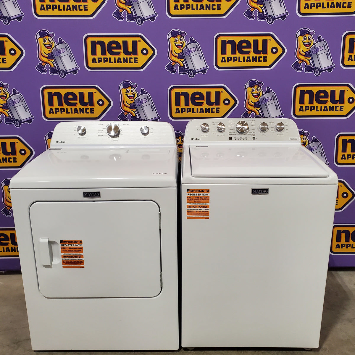 Maytag Top Load 4.5 Cu. Ft. Washer with Extra Power MVW5035MW - Scratch & Dent (Moderate) and Maytag Top Load 7.0 Cu. Ft. Electric Dryer with Wrinkle Prevent Phase 16223 - MED4500MW - Scratch & Dent (Minor)