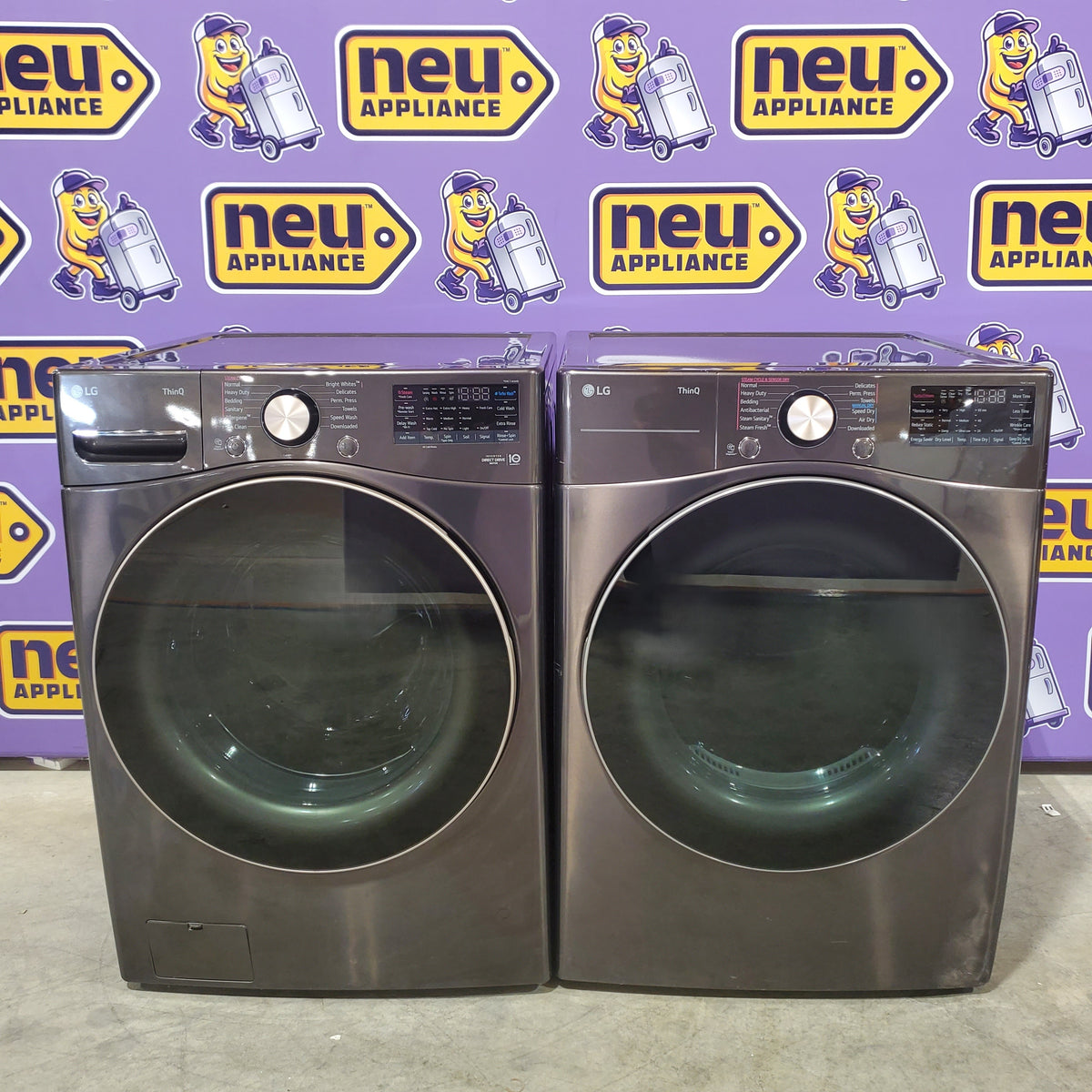 LG Front Load 4.5 Cu. Ft. Washer with TurboWash 360 Technology WM4000HBA - Scratch & Dent (Minor) and LG Smart Wi-Fi Enabled Front Load Electric 7.4 Cu. Ft. Dryer with TurboSteam 16202 - DLEX4000B - Scratch & Dent (Major)