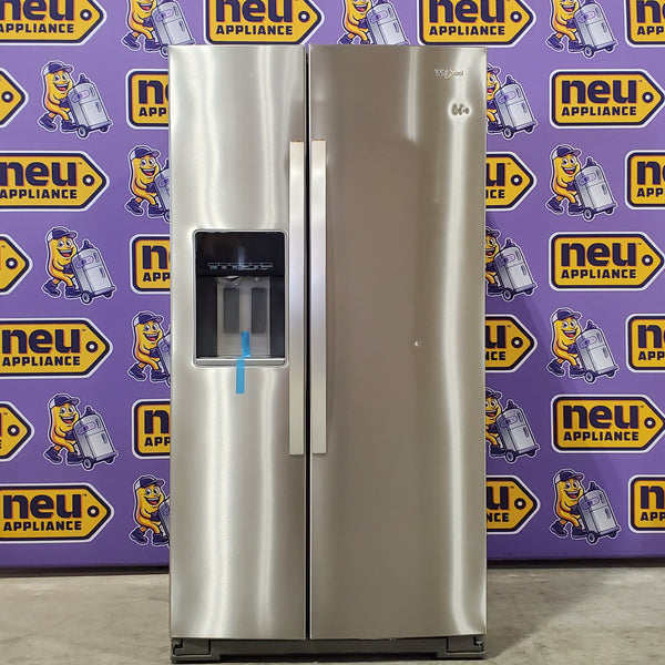 Whirlpool Counter Depth 20.6 cu. ft. Side by Side Refrigerator in Fingerprint-Resistant Stainless Steel with In Door Ice and Water Dispenser WRS571CIHZ Scratch & Dent - Minor