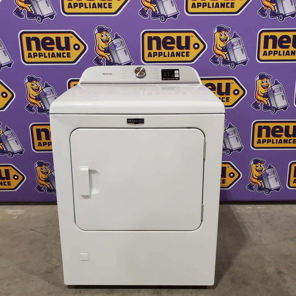 Pictures of Maytag Top Load 4.8 cu ft Washer with Deep Fill and Slow-Close Glass Lid MVW6200KW - Scratch & Dent (Moderate) and Maytag 7.0 cu ft Gas Dryer with Moisture Sensing and Quick Dry Cycle 16175 - MED6200KW - Scratch & Dent (Minor) - Neu Appliance Outlet - Discount Appliance Outlet in Austin, Tx