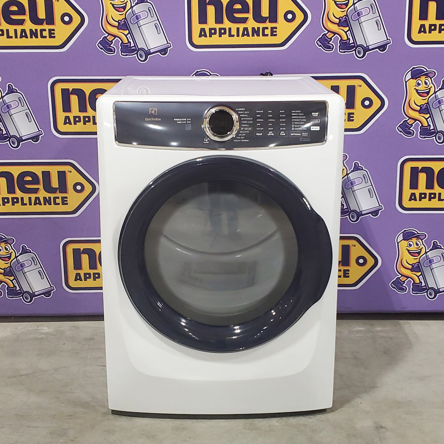 Electrolux 4.5 Cu.Ft. Stackable Front Load Washer with Steam and SmartBoost Wash System ELFW7637AW  - Open Box and Electrolux 8.0 Cu. Ft. Front Load Perfect Steam™ Gas Dryer with LuxCare® Dry and Instant Refresh ELFG7626BW - Scratch & Dent (Minor)