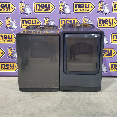 Samsung Stainless Steel 5.0 Cu. Ft. Washer with SuperSpeed and Active WaterJet WA50R5400AV - Certified Refurbished and Samsung Electric 7.4 Cu. Ft. Dryer with PetCare Dry and Steam Sanitize+ 16051 - DVE54CG7150D - Scratch and Dent (Minor)