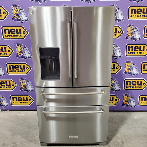 KitchenAid PrintShield Stainless 26.2 Cu. Ft. Multi-Door French Door Refrigerator with Platinum Interior and FreshChill™ Full-Width Refrigerated Drawer 22132SD163 - KRMF536RPS - Scratch & Dent (Minor)