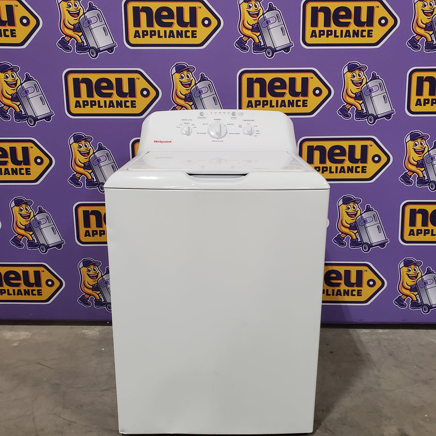 Hotpoint® 4.0 cu. ft. Capacity Washer with Cold Plus and Water Level Control HTW265ASWWW - Scratch & Dent (Major) and Hotpoint 6.2 cu. ft. Capacity Electric Dryer with Up To 120 ft. Venting and Shallow Depth 16177 - HTX26EASWWW - Scratch & Dent (Minor)