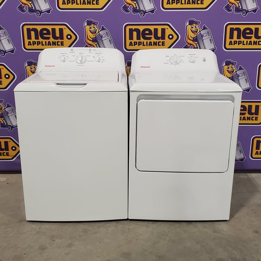 Hotpoint® 4.0 cu. ft. Capacity Washer with Cold Plus and Water Level Control HTW265ASWWW - Scratch & Dent (Minor) and Hotpoint® 6.2 cu. ft. vented Electric Dryer with Auto Dry 16140 - HTX26EASWWW - Scratch & Dent (Minor)