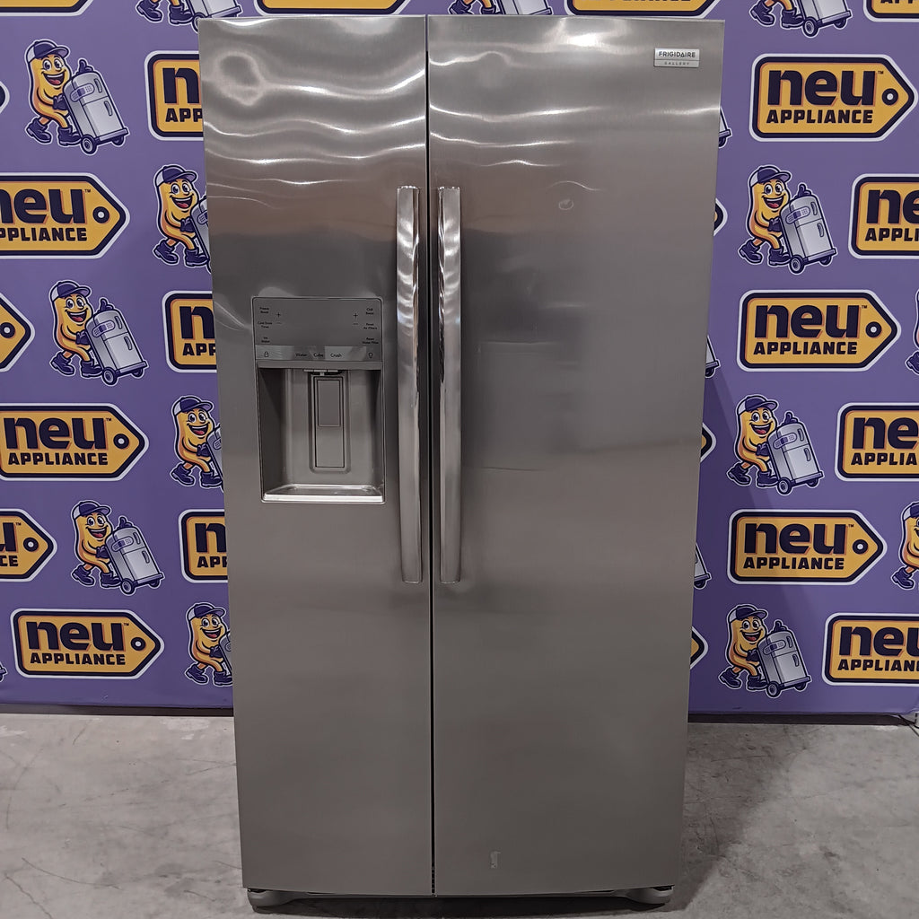 Pictures of Frigidaire 22.3-cu ft Counter-depth Side-by-Side Refrigerator with Ice Maker (Fingerprint Resistant Stainless Steel) ENERGY STAR 20231SD256 - GRSC2352AF - Scratch & Dent (Moderate) - Neu Appliance Outlet - Discount Appliance Outlet in Austin, Tx
