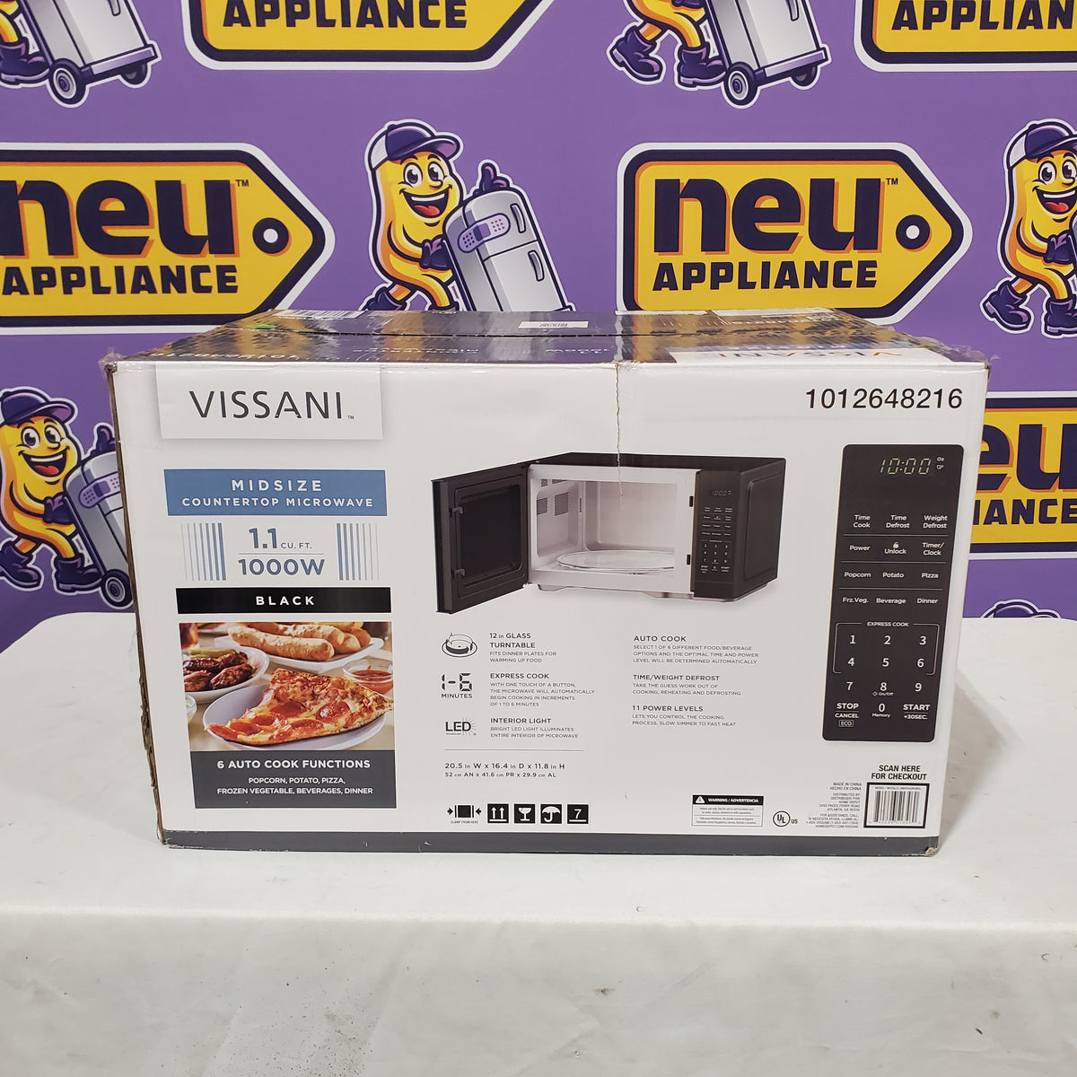 Vissani 1.1 cu. ft. 1000-Watt Countertop Microwave in Black EM0P042KVBCL - New in Box