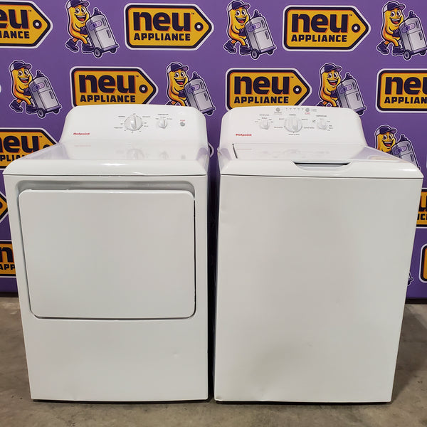 Hotpoint® 4.0 cu. ft. Capacity Washer with Cold Plus and Water Level Control HTW265ASWWW - Scratch & Dent (Major) and Hotpoint 6.2 cu. ft. Capacity Electric Dryer with Up To 120 ft. Venting and Shallow Depth 16177 - HTX26EASWWW - Scratch & Dent (Minor)