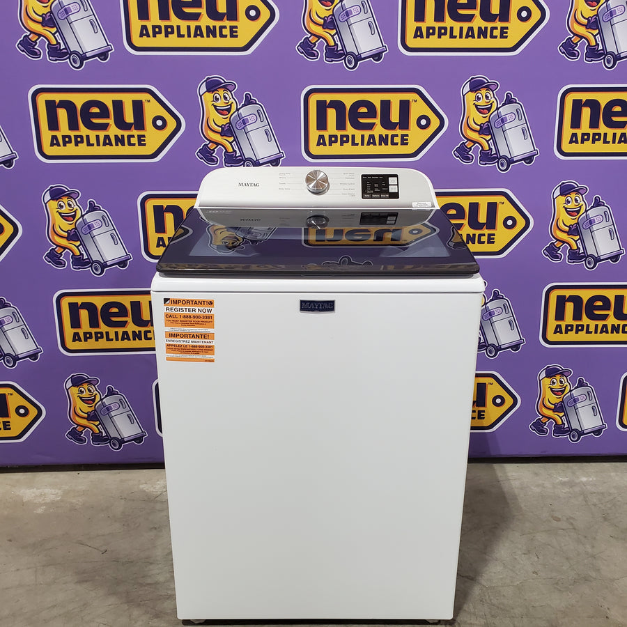 Maytag Top Load 4.8 cu ft Washer with Deep Fill and Slow-Close Glass Lid MVW6200KW - Scratch & Dent (Minor) and Maytag 7.0 cu ft Electric Dryer with Moisture Sensing and Quick Dry Cycle 16195 - MED6200KW - Scratch & Dent (Moderate)
