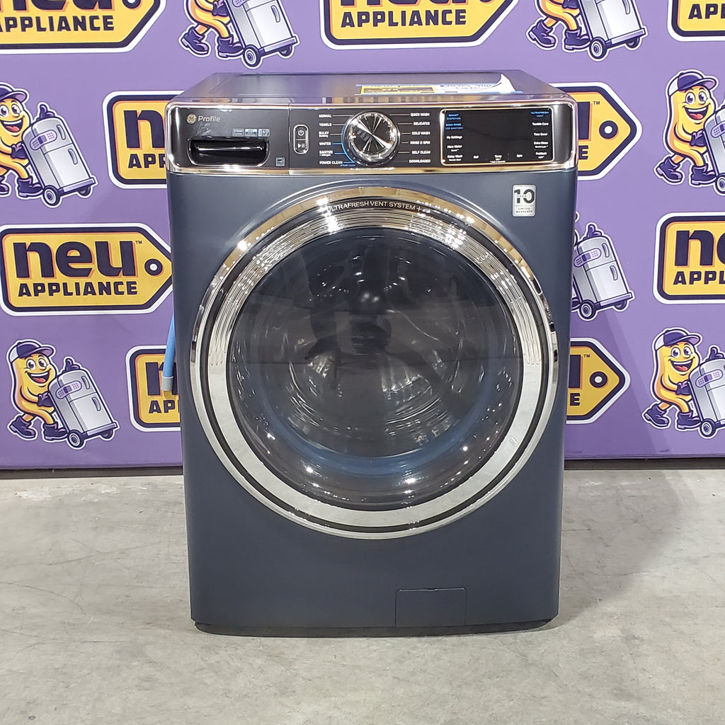 Pictures of GE Profile 5.3 cu. ft. Smart Front Load Washer with Microban Technology PFW870SPVRS - Open Box and GE Profile Smart Front Load Electric 7.8 Cu. Ft. Capacity Dryer with Steam and Sanitize Cycle 16133 - PFD87ESPVRS - New in Box - Neu Appliance Outlet - Discount Appliance Outlet in Austin, Tx