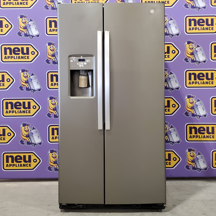GE® 25.3 Cu. Ft. Side-By-Side Refrigerator with Ice Maker, Water and Ice Dispenser GSS25GMPES - Open Box