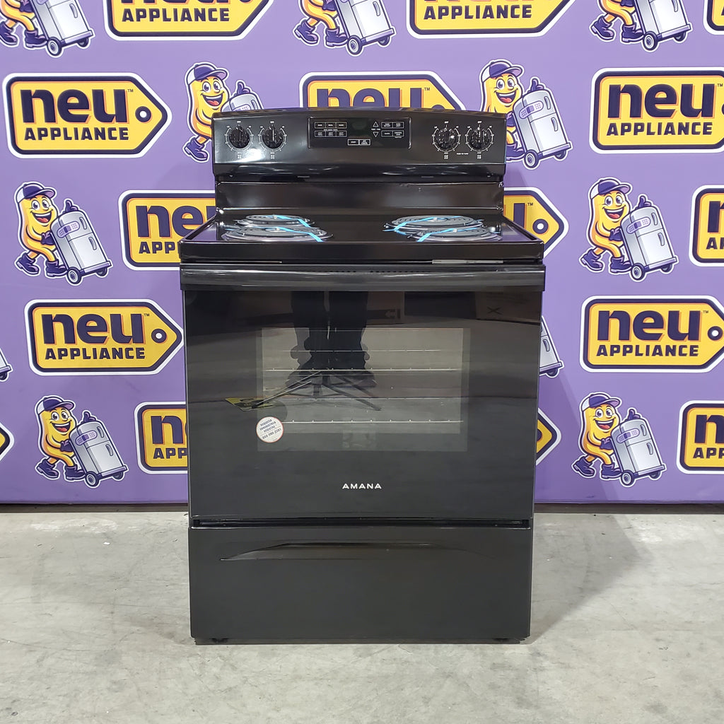 Pictures of Amana Electric Range with Temp Assure Cooking System in Black 3SD849 - ACR4303MFB8 - Open Box - Neu Appliance Outlet - Discount Appliance Outlet in Austin, Tx
