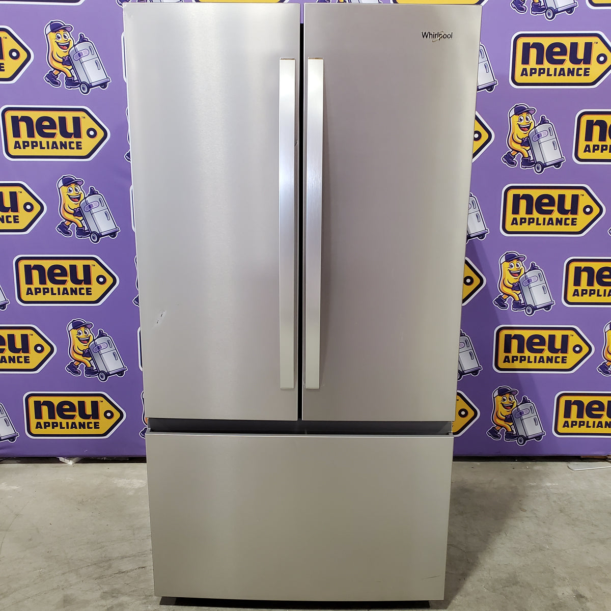 Whirlpool 31 cu. ft. Standard Depth French Door Refrigerator in Fingerprint Resist Stainless Finish w/ Interior Dispenser WRFF3336SZ - Scratch & Dent (Moderate)