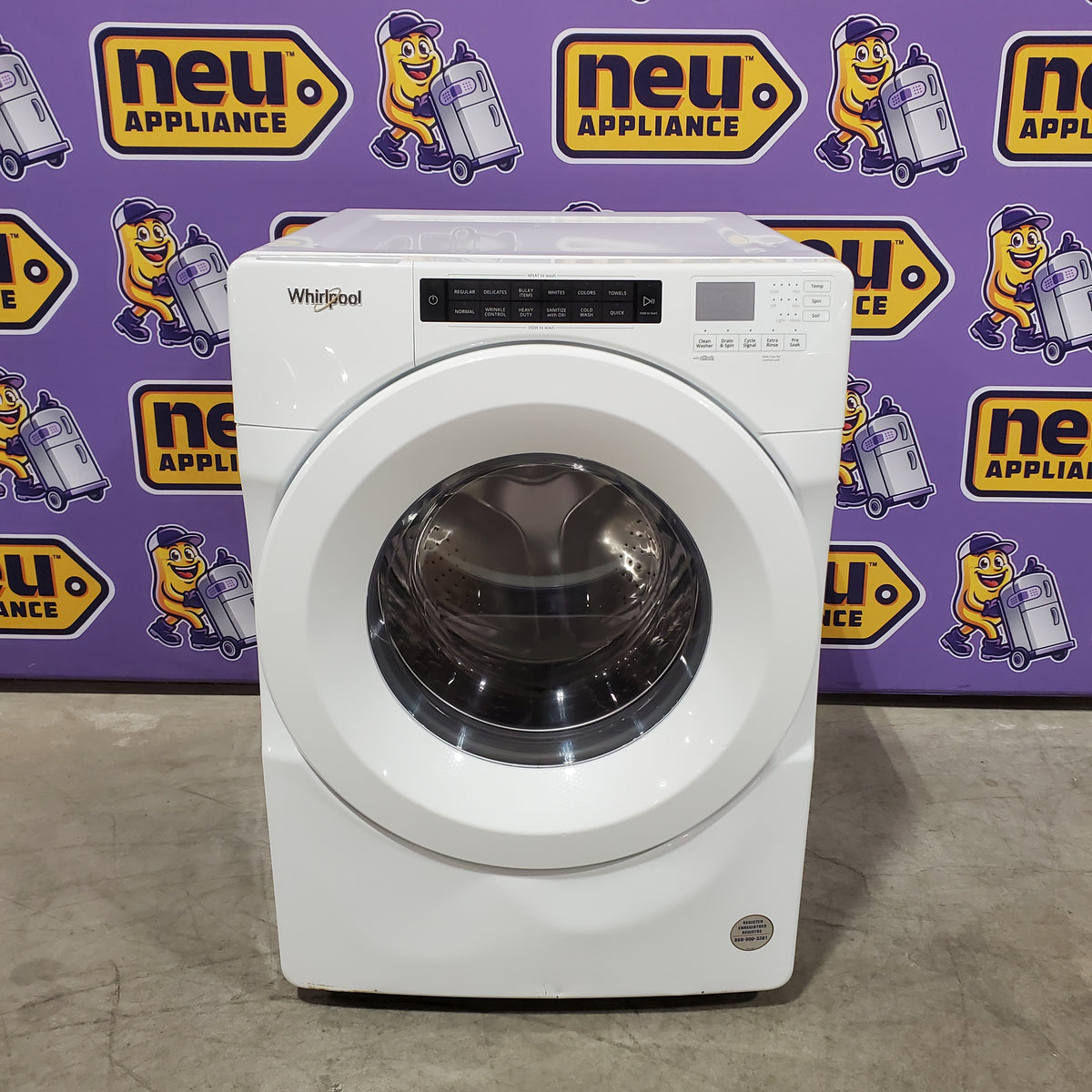 Whirlpool White Closet Depth Front Load 4.3 Cu. Ft. Washer with Intuitive Controls and Single Load Dispenser WFW560CHW - Scratch and Dent (Major)