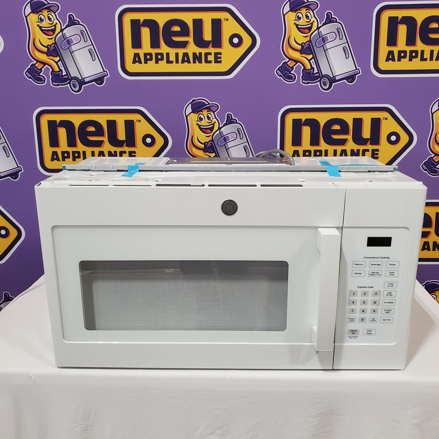 GE 1.6 cu. ft. Over the Range Microwave in White with 13.5 inch Defrost Options JVM3160DFWW - Open Box